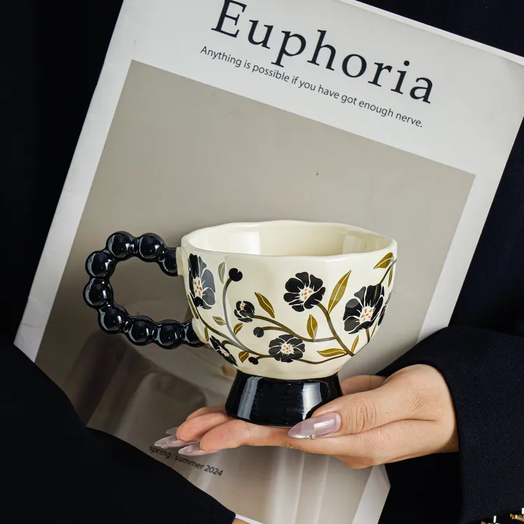 中古风马克杯高级感陶瓷杯子高颜值水杯家用女生办公室咖啡早餐杯