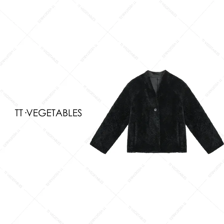 噢芬/小个子【荞絮】拉贡绵羊毛皮外套皮毛一体外套上衣522704