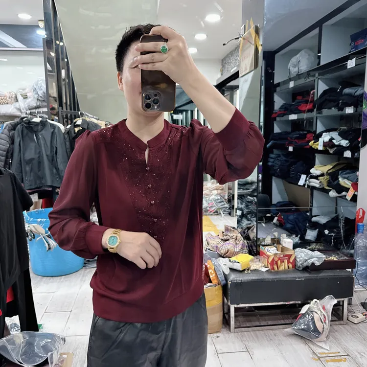 秋品新款2款2色烫钻素款大码拼接雪纺袖上衣2509/2519欧美