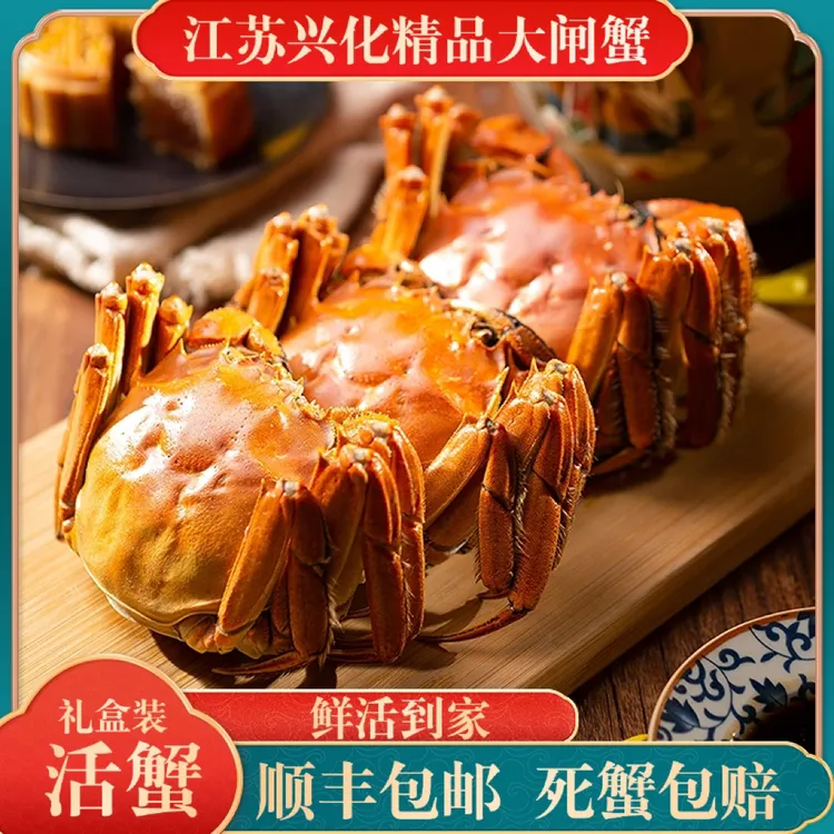 【活蟹】正宗兴化精品大闸蟹3.8-4.2两全母蟹8只礼盒装鲜活到家
