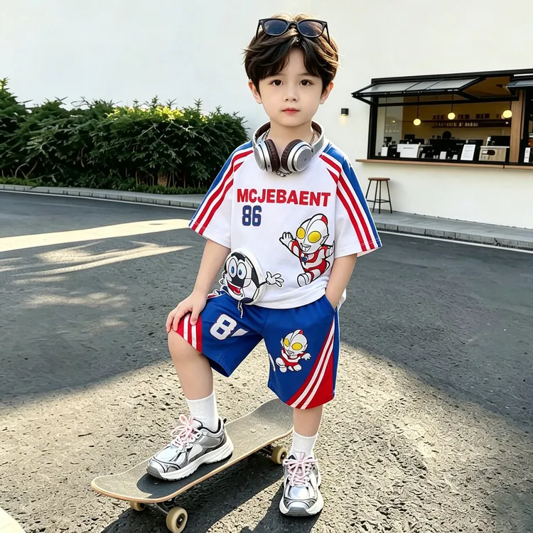 奥特男童夏装短袖套装2026新款运动儿童装夏季宝宝男孩时髦衣服