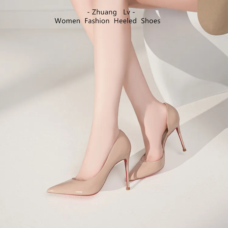 侧空红底裸色高跟鞋女2025年新春秋款尖头职业不累脚细高跟单鞋女