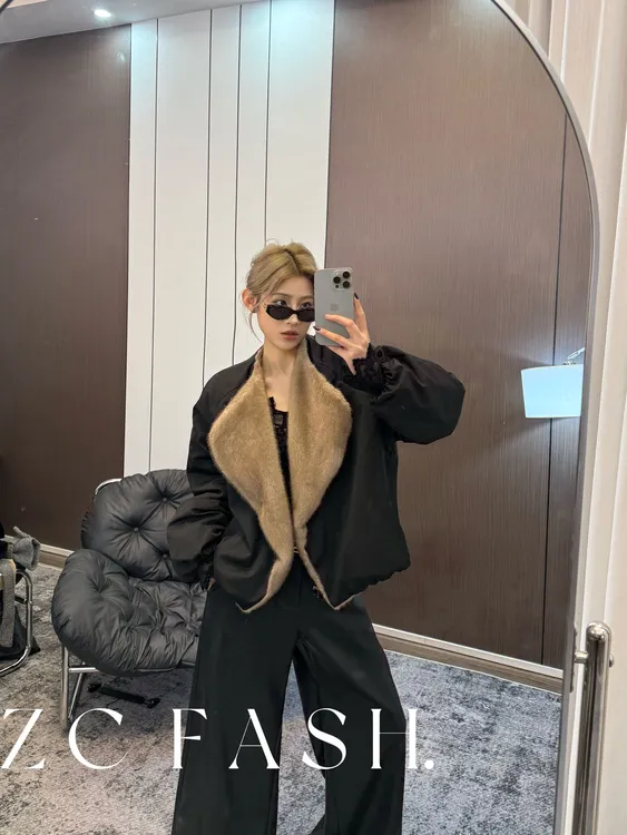 ZC-新款秋冬加厚夹棉双面穿毛毛外套-s200