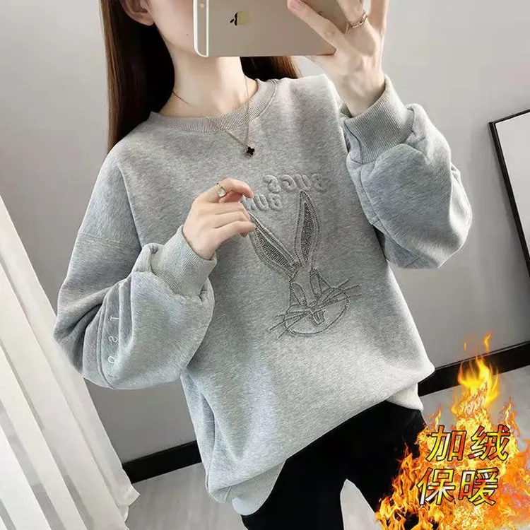 厚/薄卫衣女新款春秋卡通女装韩版宽松刺绣外套百搭时尚长袖小众