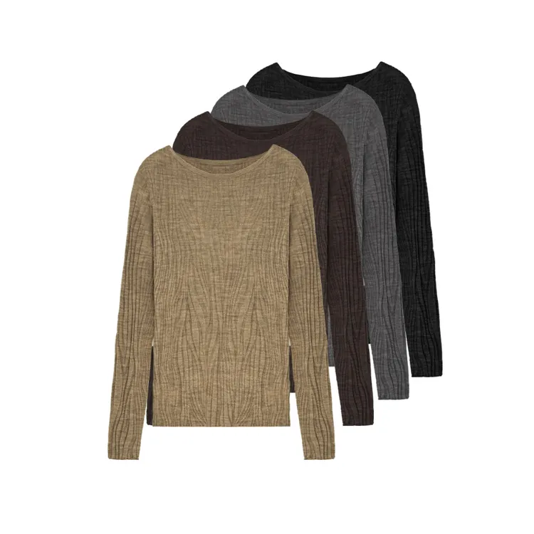 冷玩   歌古丝复古水波纹理长袖打底针织衫 11ADE1097