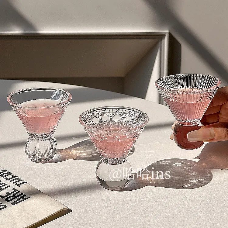ins迷你宝石纹玻璃主人杯一口杯功夫茶杯品茗杯酒杯白酒杯果汁杯