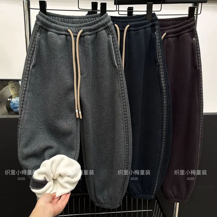【保暖百搭】男女童加绒加厚裤子冬装儿童2025新款中大童运动休闲裤