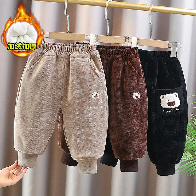 一条过冬宝宝棉裤加绒加厚儿童棉裤三层夹棉超厚男童运动裤冬外穿