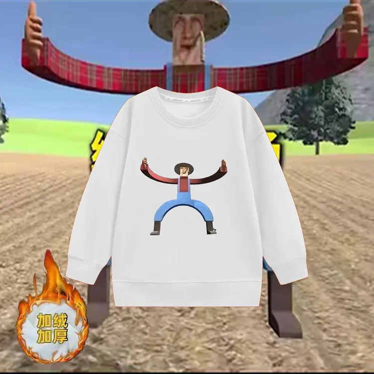 秋冬季热梗约翰的农场挖掘机里腌萝卜圆领卫衣服男女童加绒上衣潮