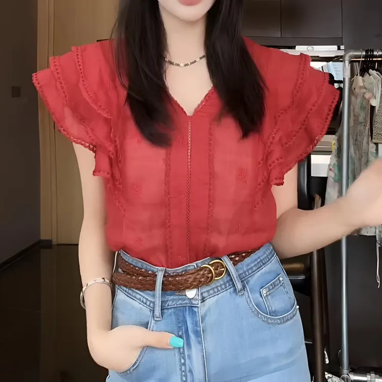 新款时尚洋气气质小众衬衫2025夏季设计感百搭休闲通勤修身上衣女