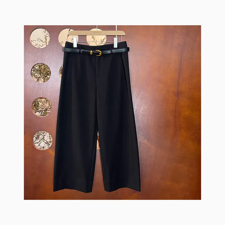 LNHJ【自由日记】通勤精致极简直筒九分裤带腰带