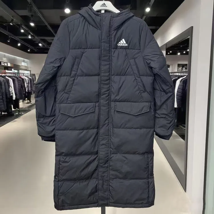 ADIDAS阿迪达斯正品LONG DOWN运动长款连帽羽绒服 GK0664