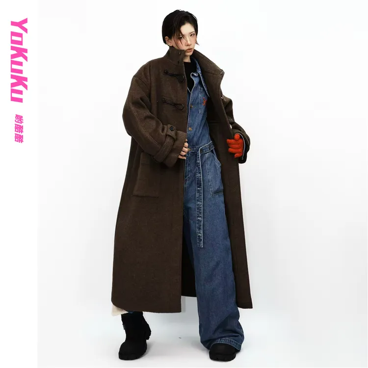 哟酷酷（大衣的情绪）秋冬重磅廓形休闲宽松抗风保暖绵羊毛毛呢大衣