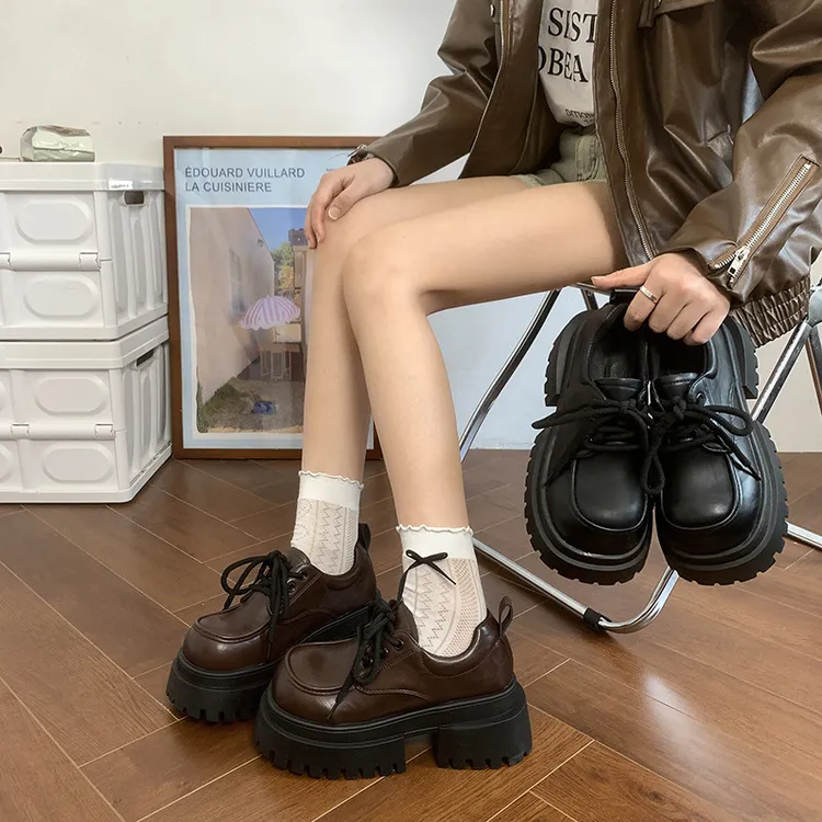 厚底英伦风小皮鞋女2025新款春秋黑色乐福鞋女鞋配裙子玛丽珍单鞋