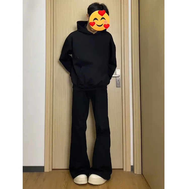 黑色牛仔裤男款秋季痞帅提档裤子美式cleanfit弯刀微喇宽松直筒裤