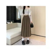 大码百褶裙胖MM显瘦A字裙独特设计感半身裙优雅中长裙