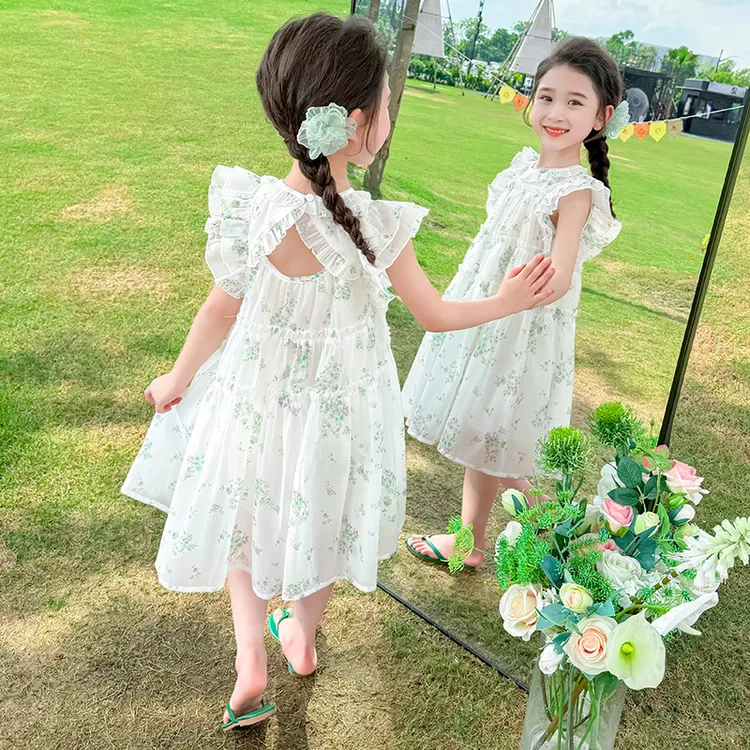 YIZUN.CHOMEL女童夏装连衣裙新款宝宝飞袖碎花裙儿童装夏季裙子女