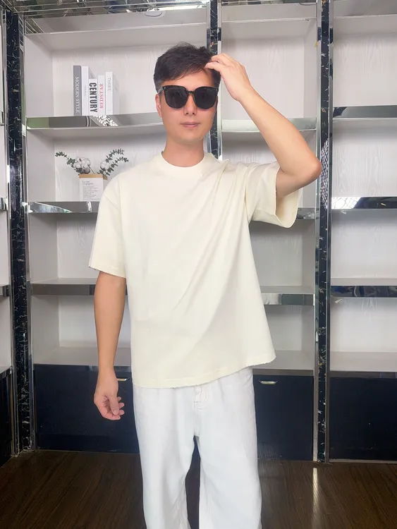 大爆款美式破洞260克长绒棉高级感t恤短袖夏季微落肩男女微宽松版