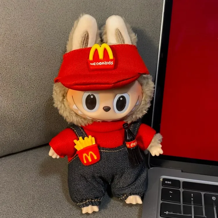 一二三代拉布布娃衣高定麦当劳联名labubu礼物套装打工人薯条可乐