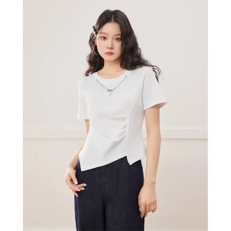 IEF/爱依服大码女装2025夏季新款韩版小众设计通勤百搭T恤流光风
