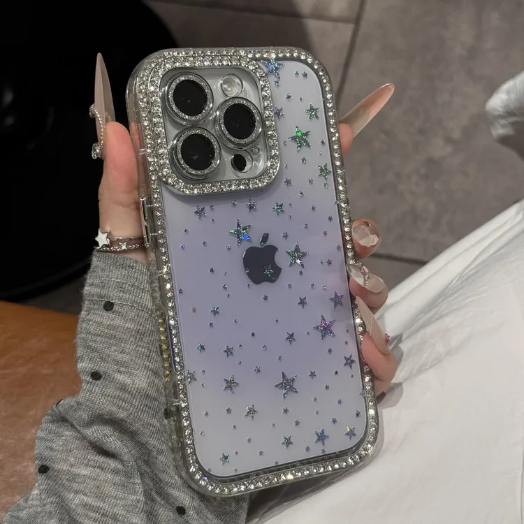 晕染高级星星闪钻苹果16手机适用iPhone苹果魔鬼猫手机手机壳软壳