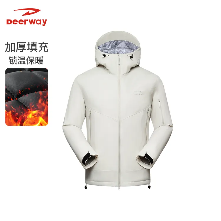 德尔惠丨刺绣款保暖外套男女防风防水连帽软壳户外休闲加厚款