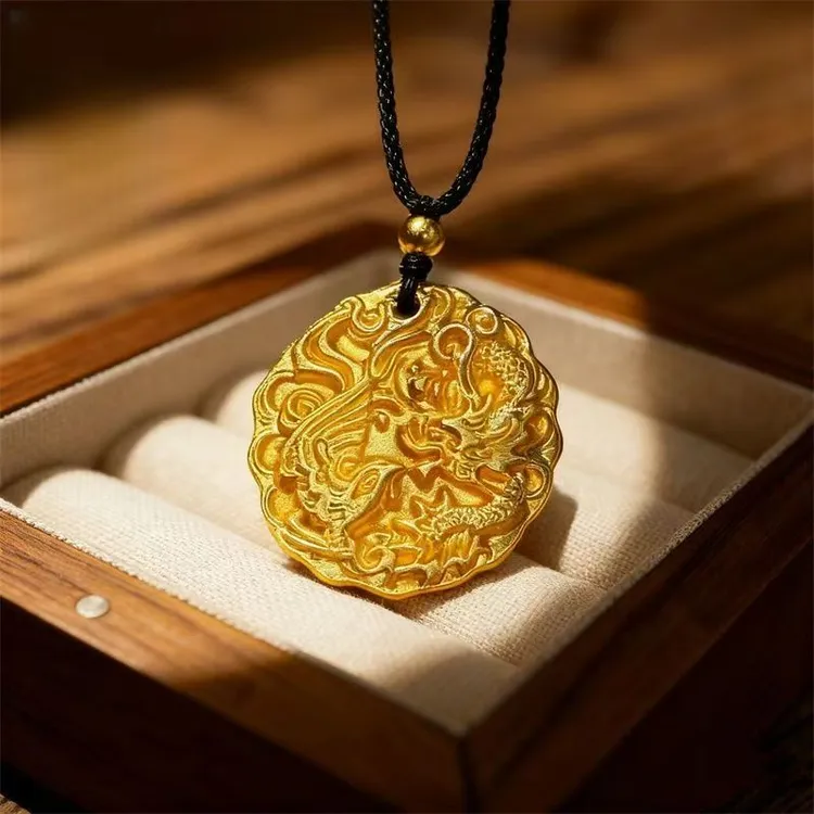 锌合金吊坠 龙凤呈祥金色贵气百搭时尚饰品