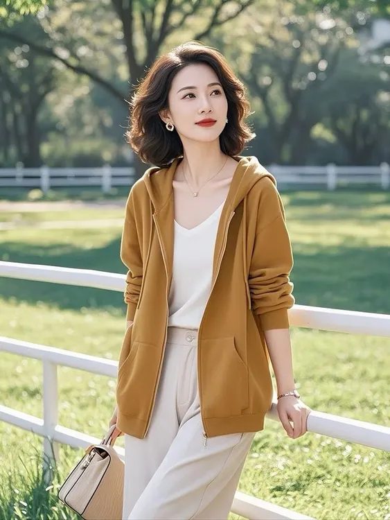 高级感超好看减龄宽松漂亮洋气黄色2025年春季超火卫衣外套女装潮