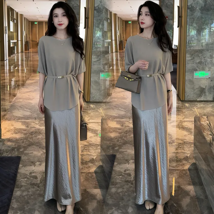 御姐范时尚休闲套装裙女士夏季新款气质宽松上衣半身裙减龄两件套
