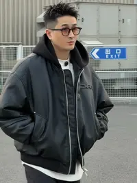 XDZZ二狗25ss冬季男款可拆卸荔枝纹皮衣羽绒90白鸭绒羽绒服85060