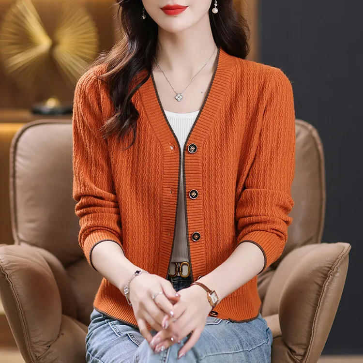 2025早秋新款针织开衫时尚气质外搭薄款女百搭宽松外套上衣005
