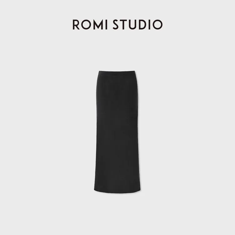 ROMI STUDIO高支和纸纱轻盈薄透高腰直筒长半裙RWCSXJ3880
