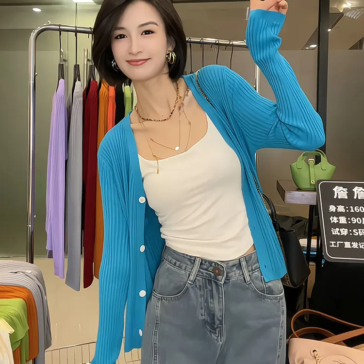 【现货运费险】初秋新款曲珠质感开衫显瘦百搭