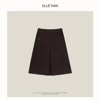 ELLETIAN "柔焦质感"100棉复古灯芯绒中长半身裙EAQS024