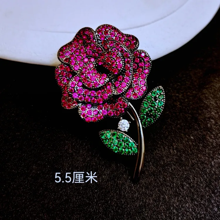 铜合金胸针 756 时尚轻奢款玫瑰花胸针