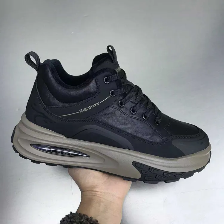 5236【棉】超纤男鞋系带 保暖韩版休闲男士棉鞋运动跑步鞋一脚蹬