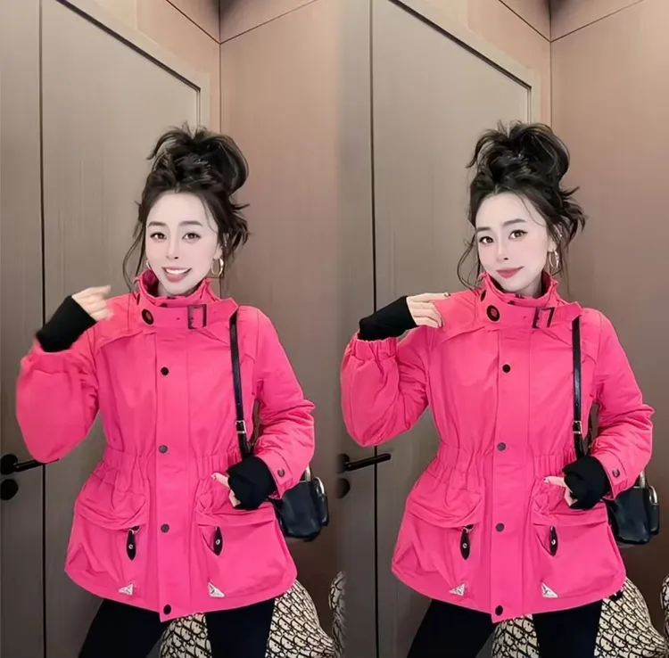 欧货爆款二棉休闲立领长袖外套女2025秋冬新款时尚百搭气质冲锋衣
