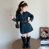女童秋季连衣裙2025新款小女孩洋气长袖牛仔裙儿童时髦秋装裙子