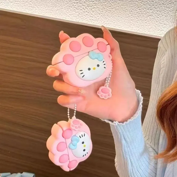 粉色kt猫爪适用AirPodspro2苹果1/2代耳机保护套3代硅胶pro耳机壳