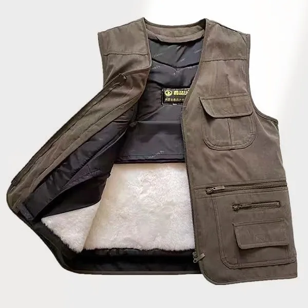 羊毛马甲男皮毛一体中老年冬季保暖背心爸爸装加厚棉坎肩羊皮马夹