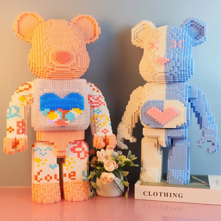 微小颗粒积木拼装熊创意益智8-16岁儿童拼图玩具积木玩具拼装积木