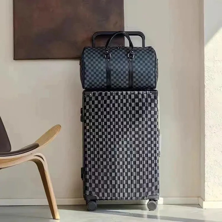 2025新款轻奢网红时尚棋盘格旅行箱行李箱拉杆箱登机箱学生男女款