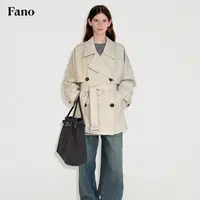 经典摩登“活页廓形 双排扣”垂感短风衣外套FQ25W281推广