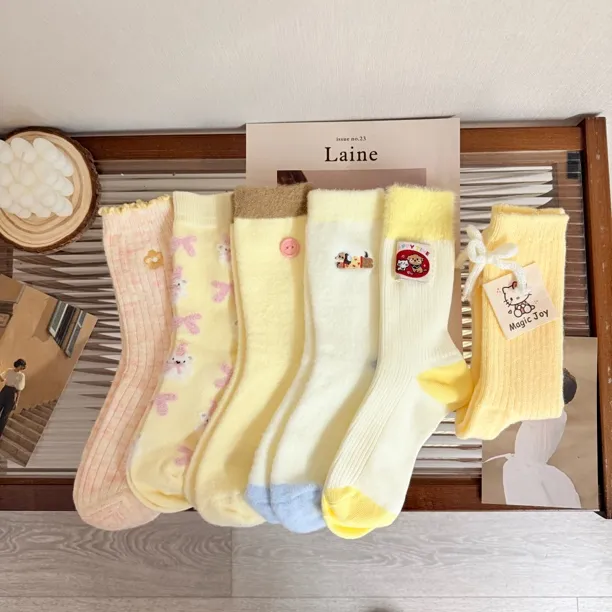 【奶黄包】奶呼呼的色系，软软糯糯的小袜子，绝了