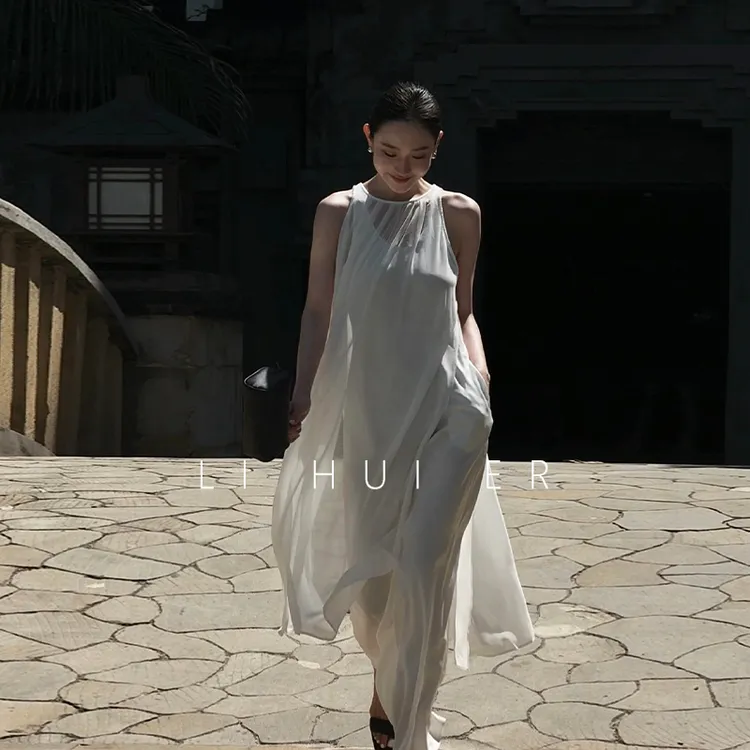 LiHuiEr李慧儿【塔希提落日】2025显瘦高级小众夏披风连衣裙LL02533