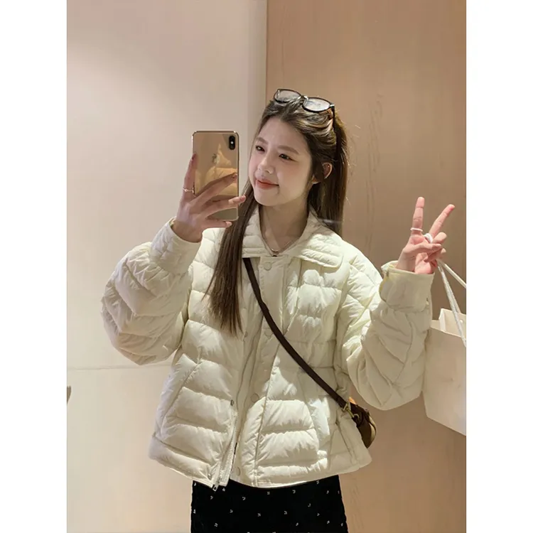 学院风简约百搭翻领排骨棉服外套女冬季新款宽松百搭保暖棉衣棉袄