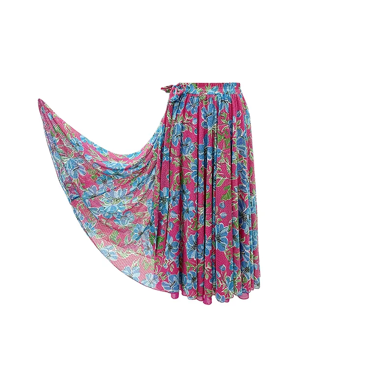 [英舞丹斯]XQ216国标舞百褶长裙不规则交谊舞大摆半身裙子国标舞