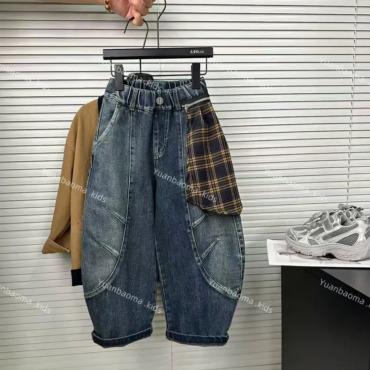 【佩琪】儿童洋气屁帘牛仔裤2025秋季新款时髦宽松休闲裤