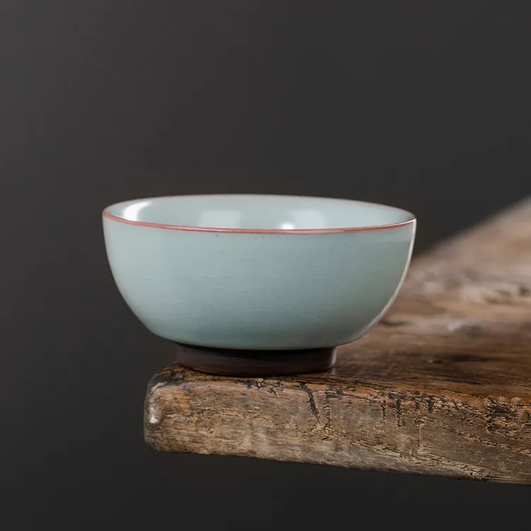汝窑天青主人杯单杯开片个人专用茶杯陶瓷品茗杯功夫茶具茶盏家用