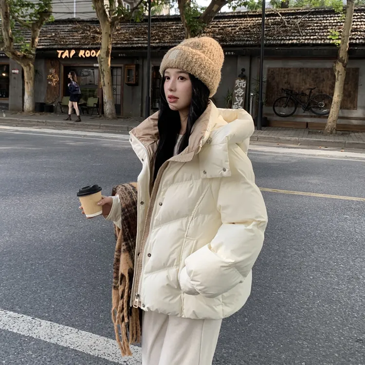 正品90白鸭绒短款羽绒服女冬季2025年新款小个子加厚外套白色爆款